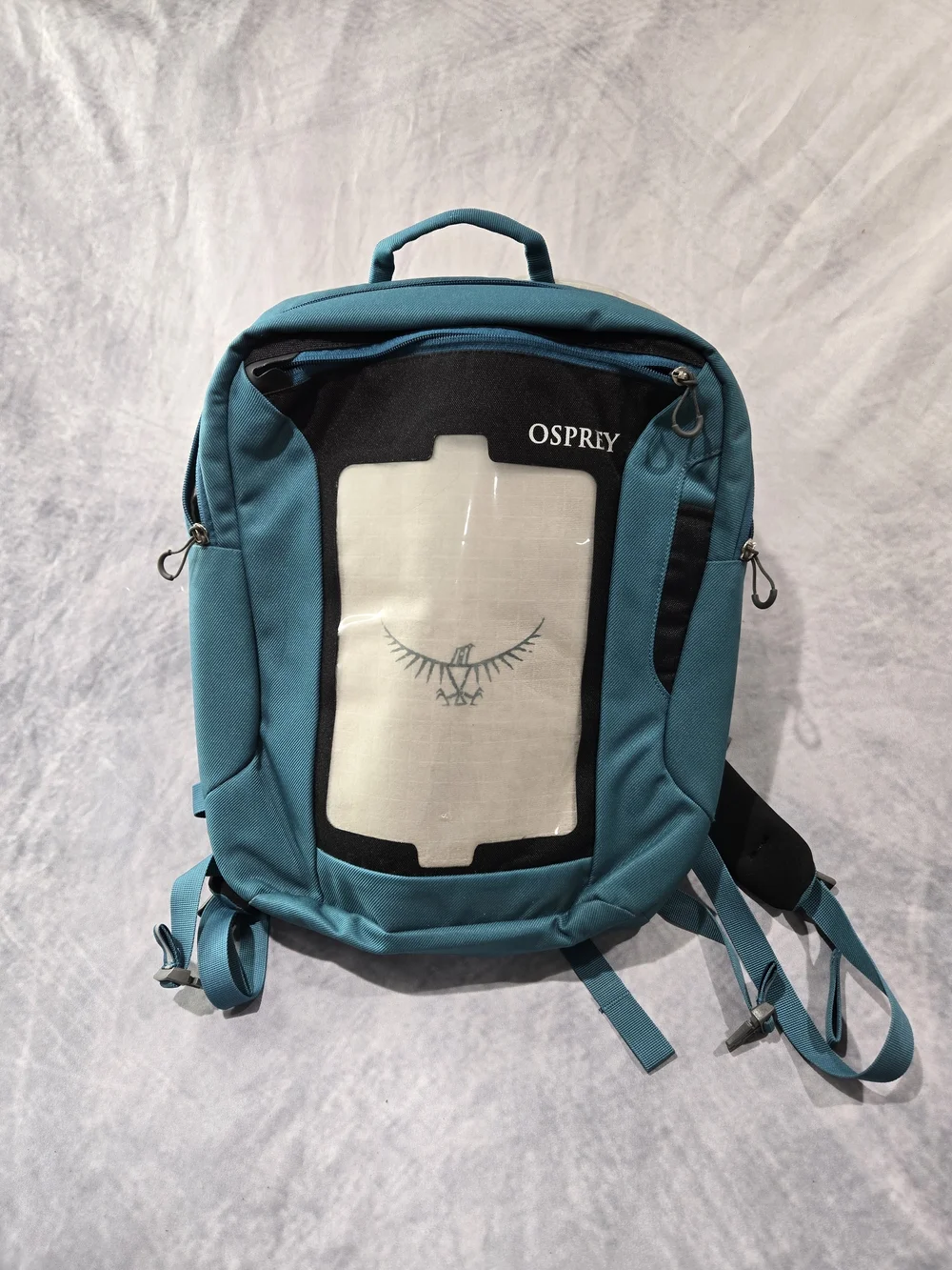 OSPREY Pixel Port Backpack Teal w/ Green Lining Laptop Bag Embroidered Logo